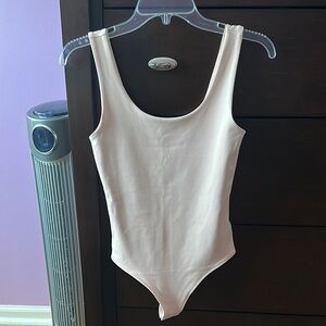 Express Pink Ribbed Bodysuit with Tank Straps